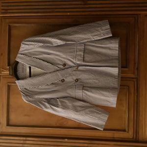 CARMAR DESIGNER WOMENS BLUE & WHITE STRIPED BLAZER 100% COTTON  SIZE M
